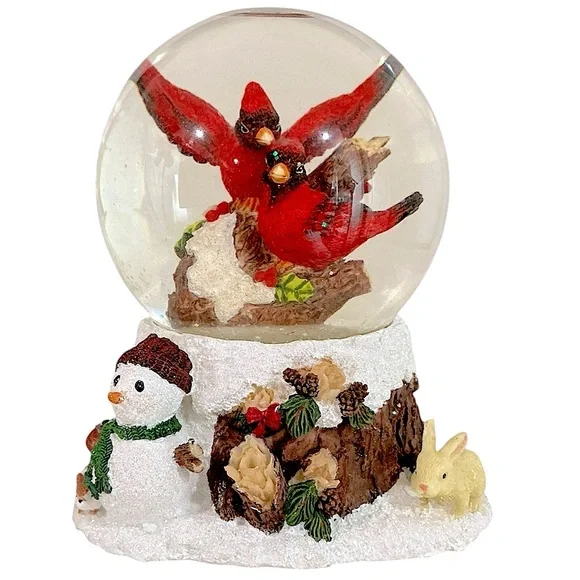 Cracker Barrel Vintage Musical Snow Globe White Christmas Song Cardinal Red Bird - Picture 6 of 16